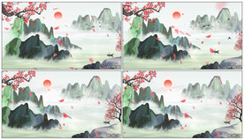 4K中国风意境水墨山水背景视频