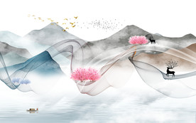 意境客厅山水画 TIF分层