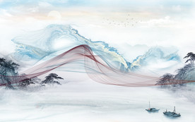 简约客厅山水画 TIF分层