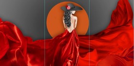 现代北欧风长裙美女装饰无框画