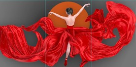 现代北欧风红裙美女装饰无框画