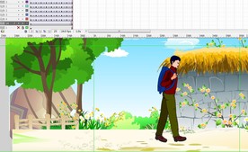 人物走过背景动画