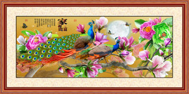 高清孔雀玉兰装饰画背景墙