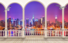 欧式罗马柱城市背景