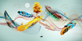 羽毛麋鹿晶瓷画