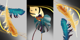 羽毛植物三联画