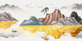 金色山水画