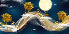 麋鹿晶瓷画玄关