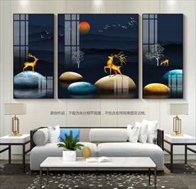 轻奢风现代简约装饰画中堂画