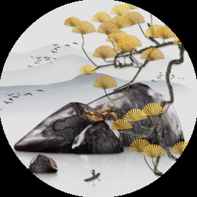 圆形迎客松玄关