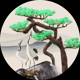 迎客松圆形玄关