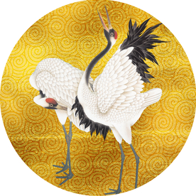 仙鹤圆形装饰画