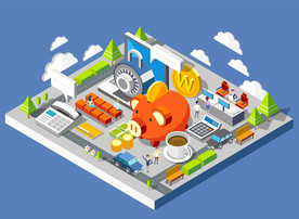 2.5D手机立体建筑场景矢量插