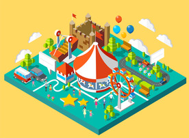 2.5D手机立体建筑场景矢量插