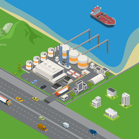 2.5D立体船舶港口工厂卡通手