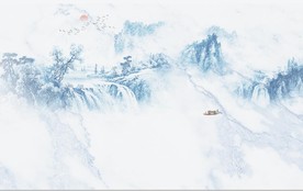 新中式大理石水墨山水背景墙