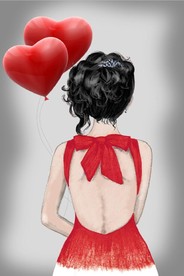 现代北欧气球美女玄关装饰画