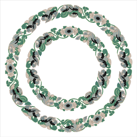 茶花图案圆形边框花边