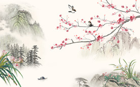 花鸟简约新山水画 TIF分层