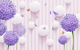 粉色蒲公电视背景墙