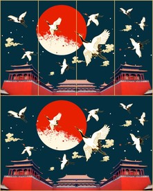 九仙鹤祥云装饰背景