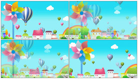 4K快乐卡通热气球 背景视频