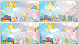 4K可爱卡通城市彩虹 背景视频