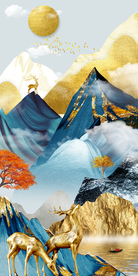 麋鹿玄关装饰画