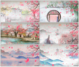 唯美古风水墨花瓣飞舞 背景视频