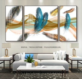 简约抽象客厅装饰画三联画晶瓷画