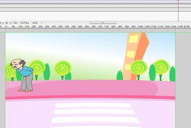 老人在斑马线前走过的动漫