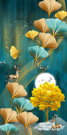 麋鹿玄关装饰画