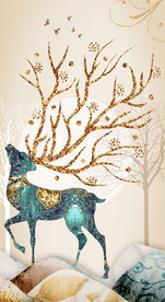 发财鹿鹿装饰画