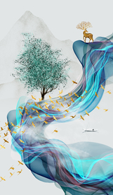 丝带麋鹿装饰画