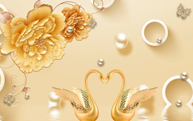 大气金色天鹅电视背景墙