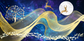 麋鹿飘带三联画