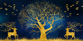 发财树麋鹿晶瓷画