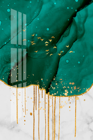 绿色大理石金箔画