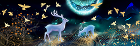 梦幻麋鹿晶瓷画