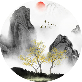 意境山水圆形装饰画