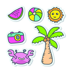 卡通夏日假期插画