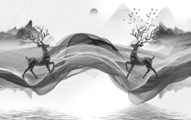 线条新山水背景墙 TIF分层