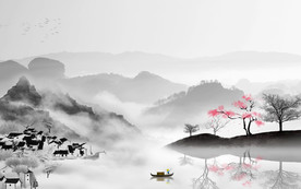 最新山水背景墙 TIF分层