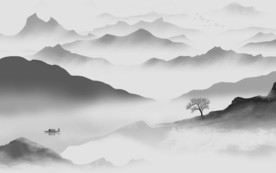 新中式新山水背景墙 TIF分层