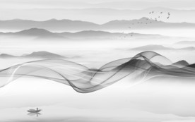 客厅新山水中式画 TIF分层