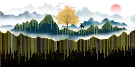 抽象线条山水晶瓷画