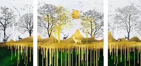 山水麋鹿装饰画