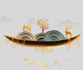 年轮麋鹿创意装饰画