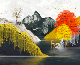 抽象麋鹿装饰画