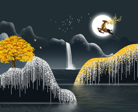 抽象麋鹿山水玄关